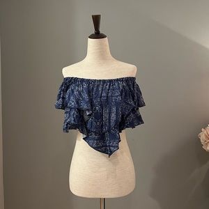 Ocean Drive Strapless Paisley Print Crop Top